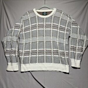 JANTZEN Vintage SWEATER M‎ USA Made Grandpa Cosby 90s All Over Print Striped